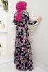 Ethnic Pattern Hijab Dress 823OZR1047-M Laci - Thumbnail
