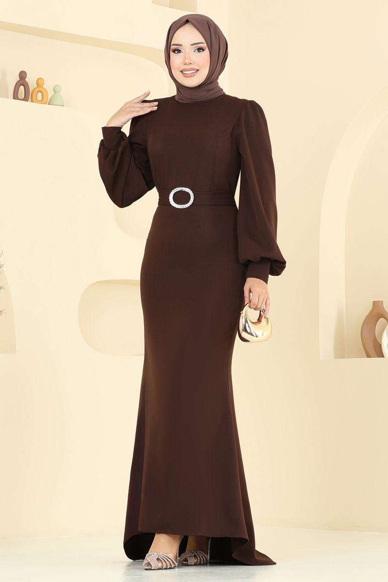 فستان سهرة بني غامق 0402ALG474-MS