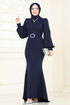 Evening Dress 0402ALG474-MS Navy Blue - Thumbnail