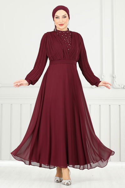 A.L.G. - Evening Dress 0404ALG474-MS Burgundy - 370879