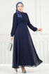 Evening Dress 0404ALG474-MS Navy Blue - Thumbnail