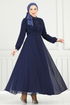 Evening Dress 0404ALG474-MS Navy Blue - Thumbnail