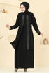 فستان سهرة أسود 2024OZT1013-MS - Thumbnail