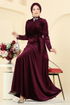 Evening Dress 2048MEY846-MS Burgundy - Thumbnail