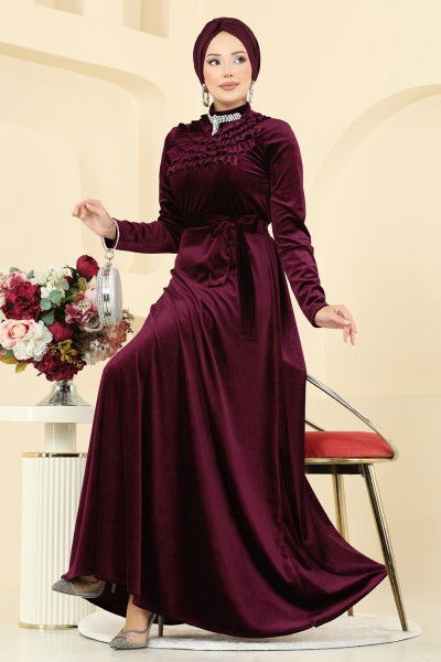M.E.Y. - Evening Dress 2048MEY846-MS Burgundy