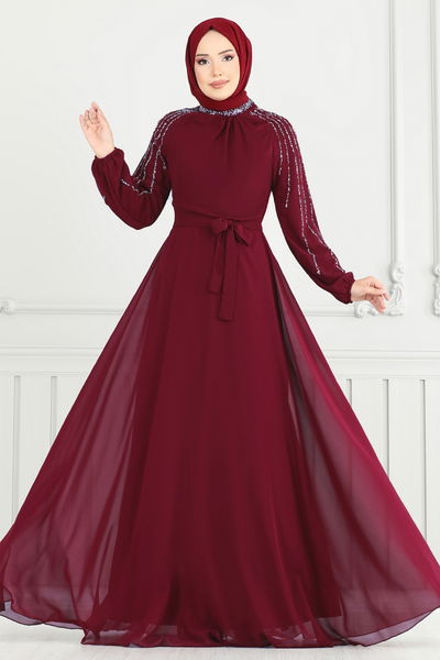 A.N.T. - Evening Dress 2420ANT466-MS Burgundy - 385674