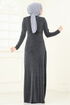 فستان سهرة رمادي غامق 2447ANT466-MS - Thumbnail