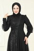 فستان سهرة أسود 2457ELC1143-MS - Thumbnail