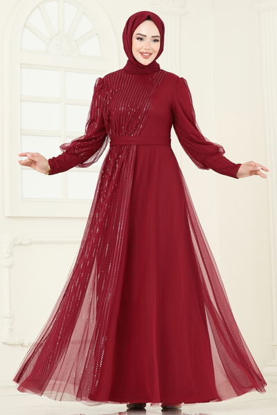 E.L.C. - Evening Dress 2457ELC1143-MS Burgundy - 386291