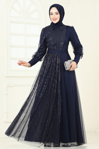 E.L.C. - Evening Dress 2457ELC1143-MS Navy Blue - 386294