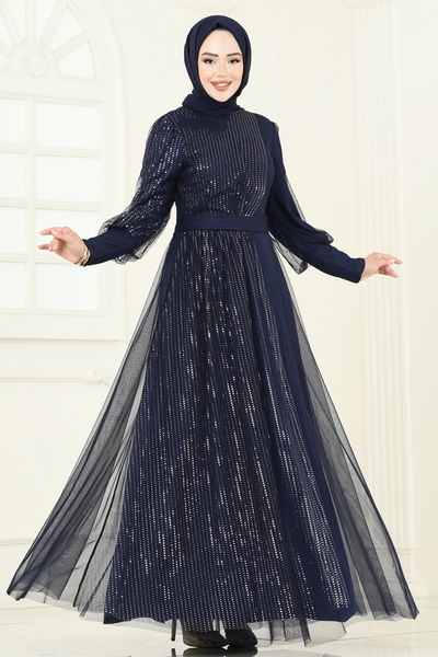 E.L.C. - Evening Dress 2457ELC1143-MS Navy Blue - 386295
