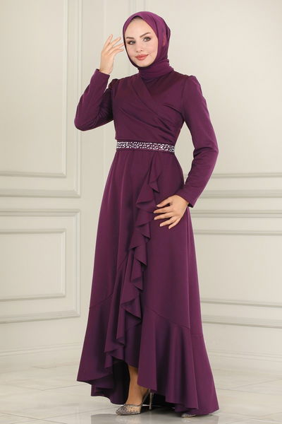 A.S.M.K. - Evening Dress 2497ASMK1074-MS Dark Damson - 389845
