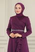 Evening Dress 2497ASMK1074-MS Dark Damson - Thumbnail
