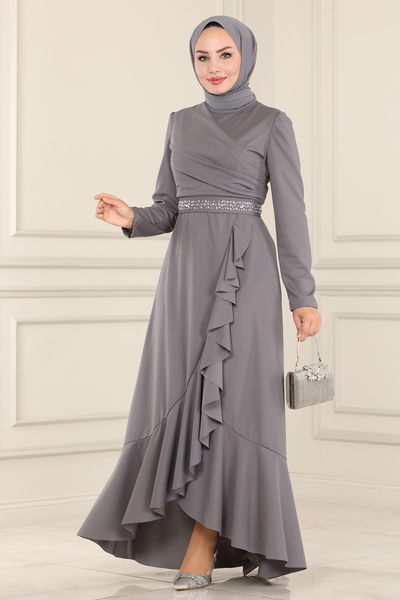 A.S.M.K. - Evening Dress 2497ASMK1074-MS Gray - 389868