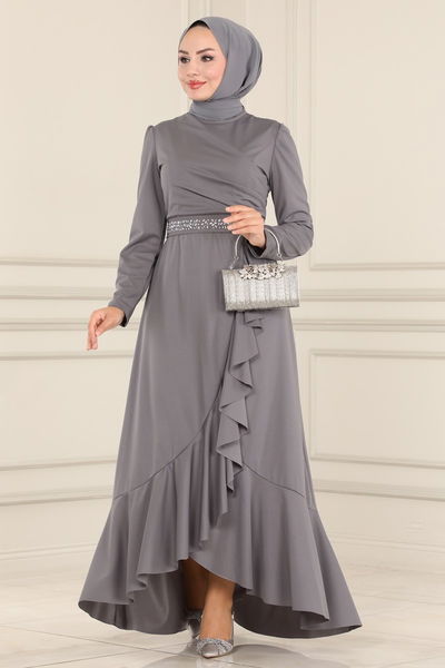 A.S.M.K. - Evening Dress 2497ASMK1074-MS Gray - 389869