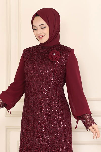 E.L.C. - فستان سهرة خمري 2517ELC1143-MS - 387116