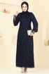 Evening Dress 2517ELC1143-MS Dark Navy Blue - Thumbnail
