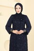 Evening Dress 2517ELC1143-MS Dark Navy Blue - Thumbnail