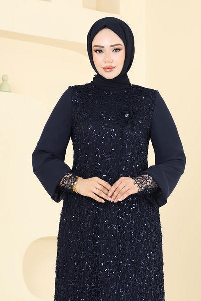 E.L.C. - فستان سهرة كحلي غامق 2517ELC1143-MS - 387152