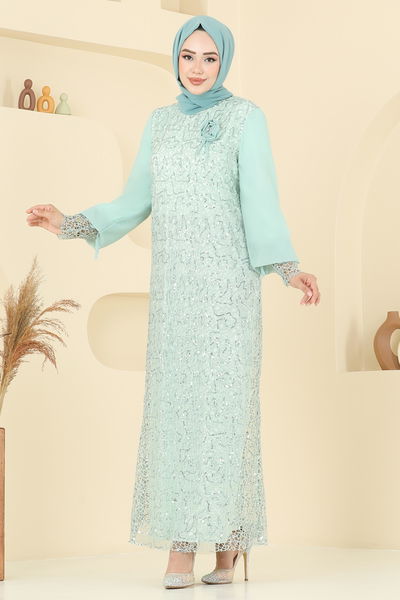 E.L.C. - فستان سهرة اخضر فاتح 2517ELC1143-MS - 387138