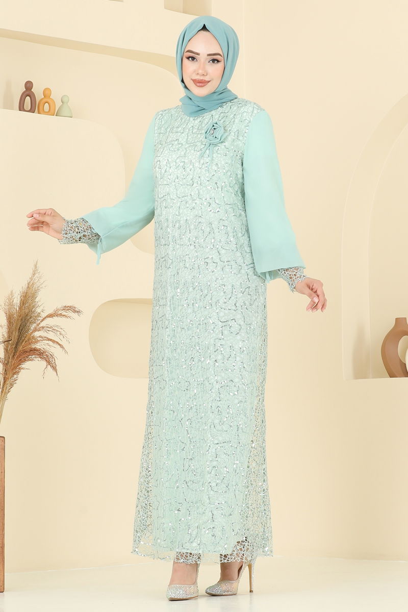 فستان سهرة اخضر فاتح 2517ELC1143-MS