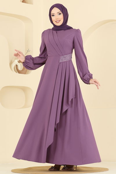 A.S.M.K. - Evening Dress 2597ASMK1074-MS Dark Lilac - 418910
