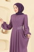 Evening Dress 2597ASMK1074-MS Dark Lilac - Thumbnail