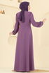 Evening Dress 2597ASMK1074-MS Dark Lilac - Thumbnail
