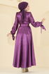 Evening Dress 2746ASMK1074-MS Dark Lilac - Thumbnail
