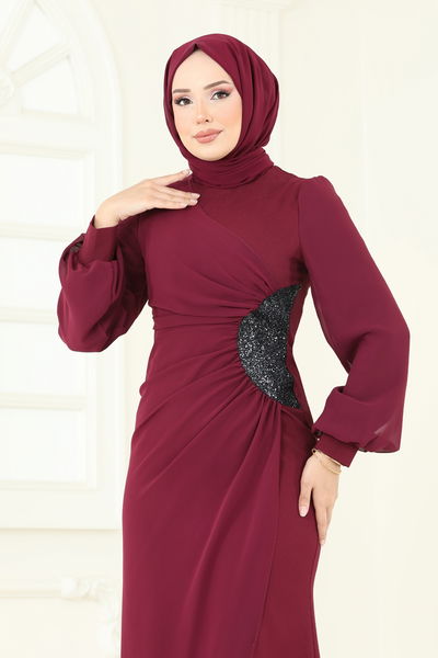 A.S.M.K. - فستان سهرة خمري 2770ASMK1074-MS - 388174