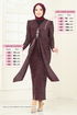Evening Dress 2782ASMK1074-MS Burgundy - Thumbnail