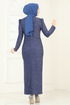 Evening Dress 2782ASMK1074-MS Indigo - Thumbnail