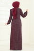 Evening Dress 2807ASMK1074-MS Burgundy - Thumbnail