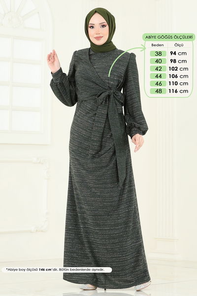 A.S.M.K. - Evening Dress 2807ASMK1074-MS Khaki - 388960