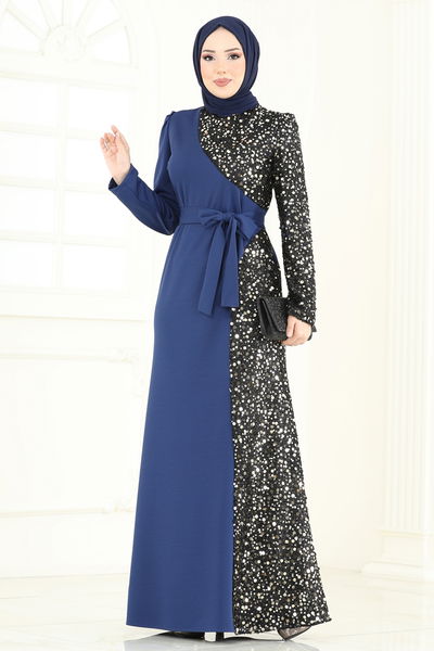 A.S.M.K. - Evening Dress 2808ASMK1074-MS Indigo - 382679
