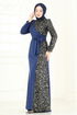 Evening Dress 2808ASMK1074-MS Indigo - Thumbnail