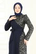 Evening Dress 2808ASMK1074-MS Navy Blue - Thumbnail