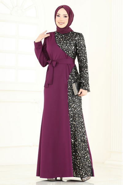 A.S.M.K. - Evening Dress 2808ASMK1074-MS Purple - 382654