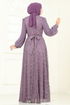 Evening Dress 2819ELC1143-MS Dark Lilac - Thumbnail
