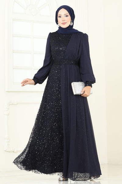 E.L.C. - Evening Dress 2819ELC1143-MS Navy Blue - 393127