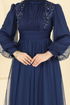 Evening Dress 2820ELC1143-MS Navy Blue - Thumbnail