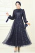 Evening Dress 2822ELC1143-MS Navy Blue - Thumbnail