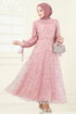 فستان سهرة بيج وردي 2822ELC1143-MS - Thumbnail