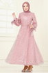 فستان سهرة بيج وردي 2822ELC1143-MS - Thumbnail
