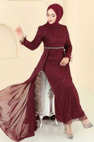 E.L.C. - Evening Dress 2830ELC1143-MS Burgundy