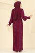 Evening Dress 2841ELCK1161-MS Burgundy - Thumbnail