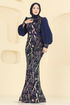 Evening Dress 2847ELCK1161-MS Navy Blue - Thumbnail