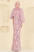 فستان سهرة بيج وردي 2847ELCK1161-MS - Thumbnail