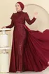 Evening Dress 2848ELCK1161-MS Burgundy - Thumbnail