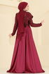 Evening Dress 2848ELCK1161-MS Burgundy - Thumbnail